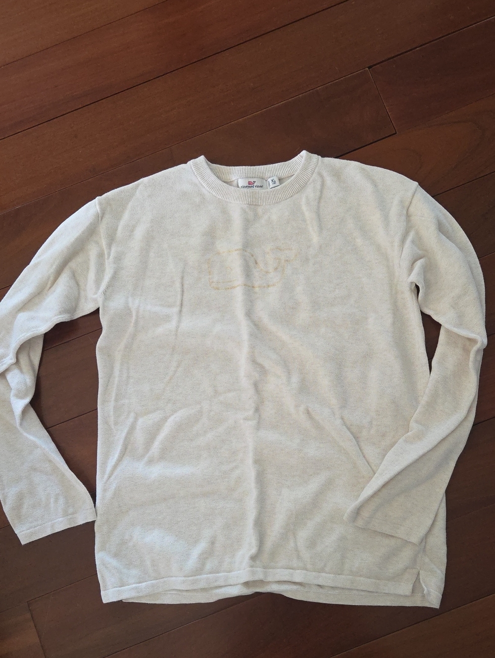 Kids Vineyard Vines Light Cream Long-Sleeve Crewneck Sweater XL (16)